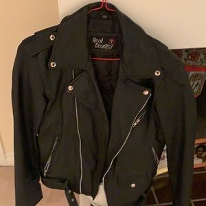 Leather biker jacket. Genuine real leather